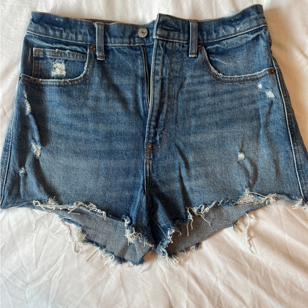Abercrombie & Fitch Blue Jean Shorts Distressed Casual